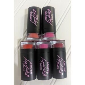 A Muse Matte Lipstick Shades of Pink Red Set of 5 New Sealed Coral